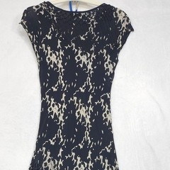 Vintage Temptation Dress Womens L Black Floral Crochet Fringe High Low Maxi Boho