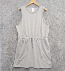 Member&rsquo;s Mark Tank Dress Gray White Stripes Cinched Waist Size XL Casual