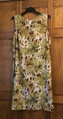 Vintage Sleeveless Dress R & K Originals Tan Leopard Palm Leaf Size 10