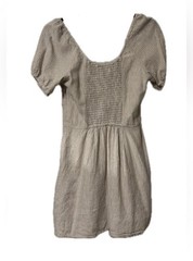 Abercrombie & Fitch Women’s S Beige White Striped Viscose Square Neck Puff Mini