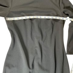 Old Money Calvin Klein Black Sheath Dress Size 6 Bell Sleeve Gold Zip Back Midi