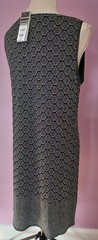 WALLIS black/silver metallic sleeveless shift dress, UK 16, lined, stretch BNWT