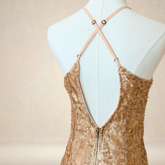 Filly Flair Dress Womens Small Gold Sequin Mini NWT Cross Back Cocktail Party