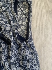Vtg 2000s Banana Republic Blue Silk Floral Midi Sheer Dress Size 8 date night