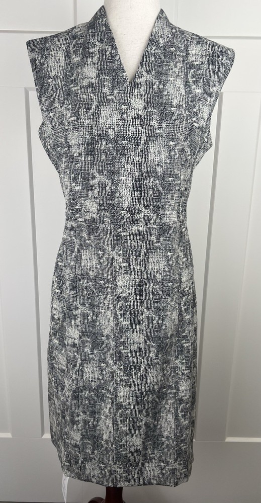 M.M.LaFleur Aditi Dress NWT Size 8 Black White Sheath Career Knee Length