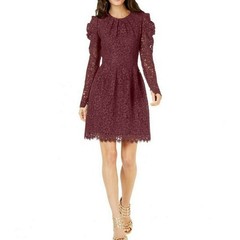 MICHAEL Michael Kors Lace Fit-&-Flare Mini Dress, Cordovan, Size 2, $275