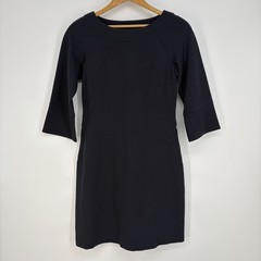 Theory Shift Dress 6 Navy 3/4 Sleeve Fitted Boatneck Timeless Career Capsule
