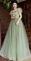 Mint Green Square Neck Princess Women Dress US Size 2+US SELLER