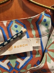 Tory Burch Garden Maze V-neck Long Sleeves Pullover Style Fit Flare Dress Sz 4