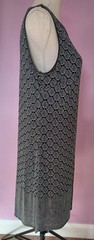 WALLIS black/silver metallic sleeveless shift dress, UK 16, lined, stretch BNWT