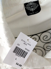 NWT Cal Style Eyelet Button-up Front Cotton Shirt Dress Pockets Lined sz L White