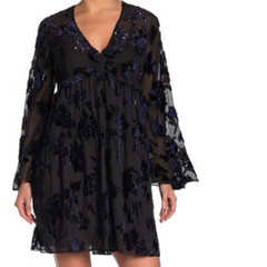 DVF Adelia Velvet Design Bell Sleeve Dress (orig. $598)