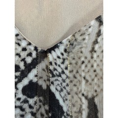 Adrienne Python Print Chiffon Dress Womens L Metallic Thread Sheer Sleeve USA