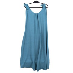 Nordstrom Tie-Shoulder Trapeze Dress Womens Medium Viscose Linen Teal Blue