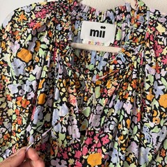 MII COLLECTION multicolor floral ditsy cotton puff sleeve tiered midi maxi dress