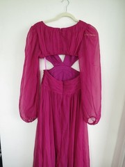 Fuchsia Cutout Maxi Dress with Sheer Long Sleeves