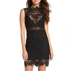 BARDOT &lsquo;Paris&rsquo; Lace Sleeveless Cocktail Mock Bodycon Sheath Mini Dress, XS Black