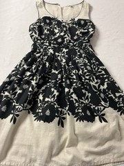 Charlotte Russe Black & Cream sleeveless Dress, Small Side zip cut out triangle