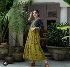 Women&rsquo;s Premium Quality Green Middy Gown Kurti For Wedding Cocktail Wear Item