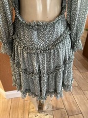 Saints + Secrets Dress Ruffle Back Cut Out Low Cut Boho Flare Dress Sz L b13