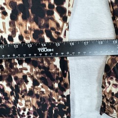 BCBGMAXAZRIA Dress Womens M Brown Abstract Print Long Sleeve Maxi Stretch Slit