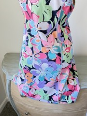 Boston Proper B Active Floral Polo Golf Dress 1/4 Zip Sleeveless S Tropical Palm