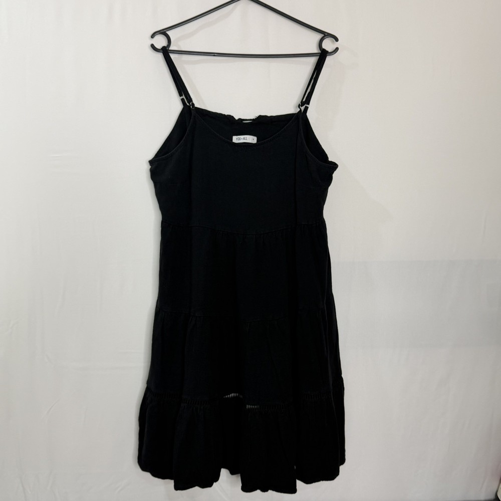 « YOU + ALL » Women&rsquo;s Black Scarlet Mini Ruffle Layered Dress – Size 18
