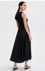 INC Womens Black Smocked Fit & Flare Maxi Dress Summer Coastal Preppy Size M