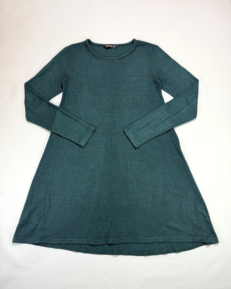 Stradivarius Womens Heather Green Long Sleeve A-Line Swing Tunic Dress Size S