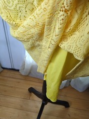 Cato Women&rsquo;s Large Yellow Sleeveless Lace Sun Dress With Beaded Neckline
