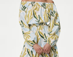 MARKS & SPENCER GREEN MIX PATTERNED MIDAXI BEACHWEAR DRESS SIZE 10R BNWT
