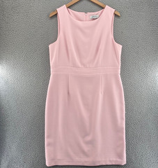 Kasper Dress Womens 16 Pink Sheath Sleeveless Below Knee Stretch Lined Career