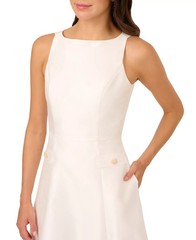Adrianna Papell Women Size 8 Ivory Satin Taffeta Button Mikado Dress NEW