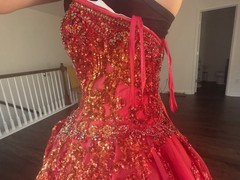 Morilee Red Sequin Beaded Sweetheart Tulle Lace-Up Ballgown Dress 5/6