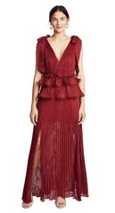 KEEPSAKE THE LABEL Too Close Tiered Ruffles Pleated Gown, Berry, Medium, M Dress