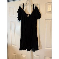 Torrid – Size 3 – Off the Shoulder Black Dress – Gold Sequins