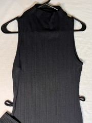 Mikey & Joey Black Ribbed Sleeveless High Neck Wide-Leg Stretch Jumpsuit L