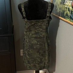 Love Fire Camo Mini Dress XL Military Utility Bodycon Faux Button Y2K Edgy