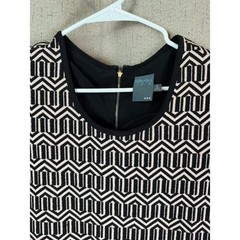 Gabby Skye Black and Pink Geometric Fit and Flare Dress