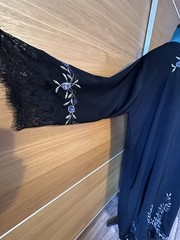Women Dubai Black Abaya Formal Wear Embroidered Front Button Closure USA Seller