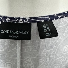 Cynthia Rowley Shift Dress Womens 1X Navy Blue Paisley V Neck Knit Stretch
