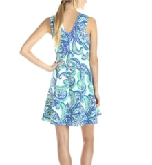 Lilly Pulitzer Dahlia Poolside Blue Keep It Current Terry Fit Flare Dress M
