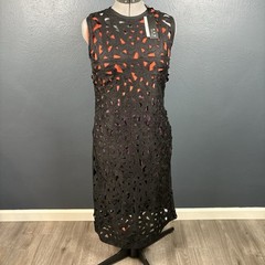 Kas New York Sleeveless Shift Dress Womens Size Medium Cut Out Lined Whimsy Goth