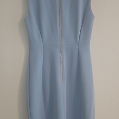 Calvin Klein Women&rsquo;s Blue Solid Sleeveless Dress, Zip Closure, Petite 2P
