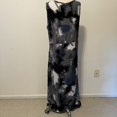 Parsley & Sage Blue Black Patchwork Sleeveless Dress Pockets Artsy Lagenlook XL