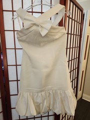 Miss Circle New York White Solid Sleeveless Mini Dress Bow Ruffle Hem Size S