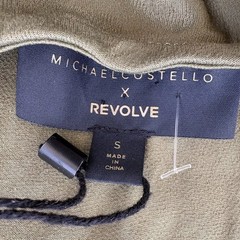 Michael Costello x Revolve Olive Green Silky Mini Halter Dress Women’s Small