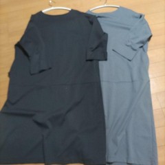 MUJI XXL Three Quarter Sleeve Dress 2 Piece Set Black Gray