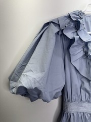 Sofie The Label Balloon Sleeve Mini Wrap Dress Dusty Blue Surplice Neckline S