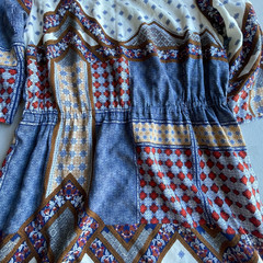Divided Size 14 Blue Paisley Patchwork Mini Dress Boho Festival Viscose
